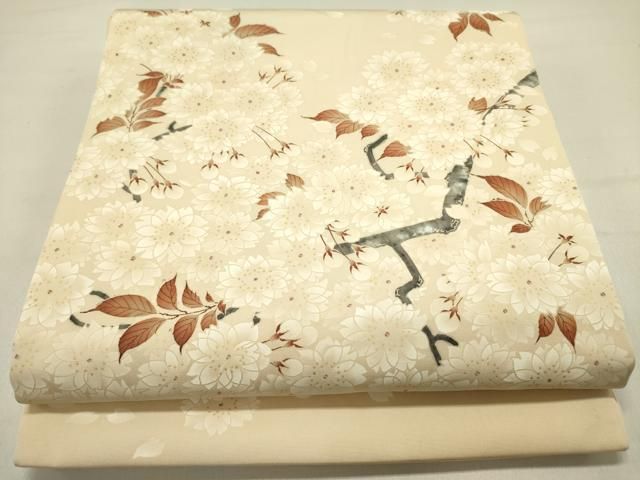 平和屋着物○塩瀬 九寸開き名古屋帯 作家物 枝花 金彩 正絹