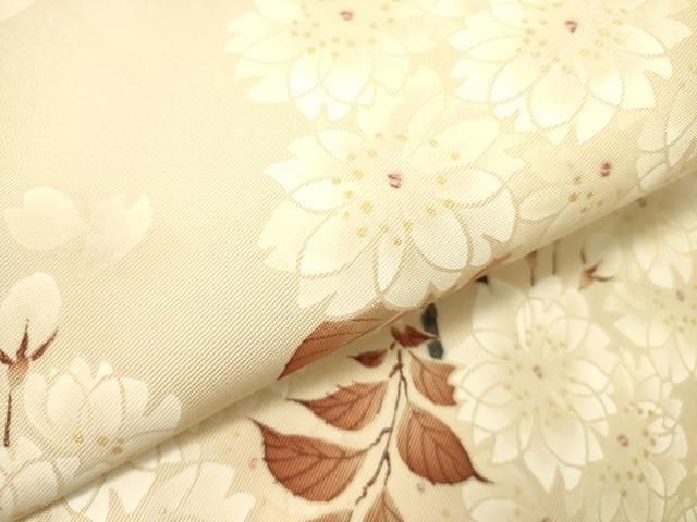 平和屋着物○塩瀬 九寸開き名古屋帯 作家物 枝花 金彩 正絹