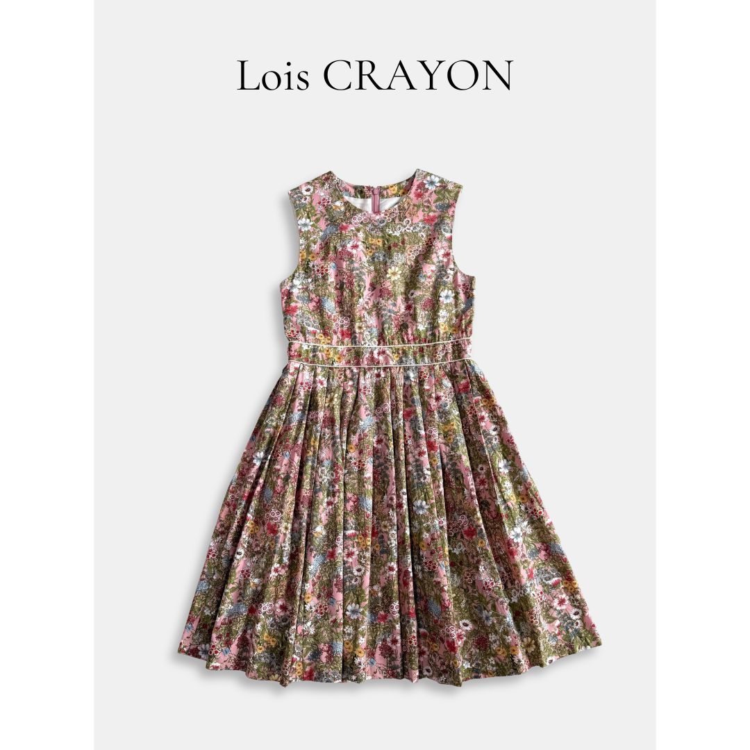 Lois CRAYON ロイスクレヨン 花柄 ノースリーブ ワンピース M 日本製