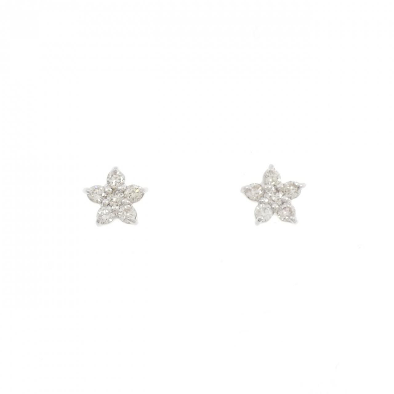 新品】K18WG フラワー ダイヤモンド ピアス 0.20CT 【公式通販】