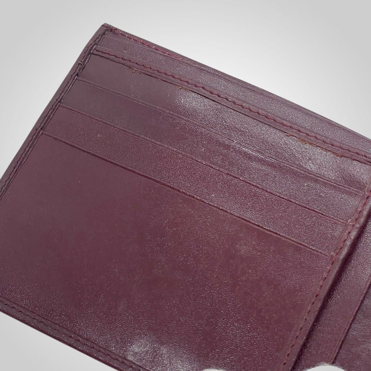 Cartier カルティエ マストライン 二つ折り財布 ボルドー レザー ロゴ