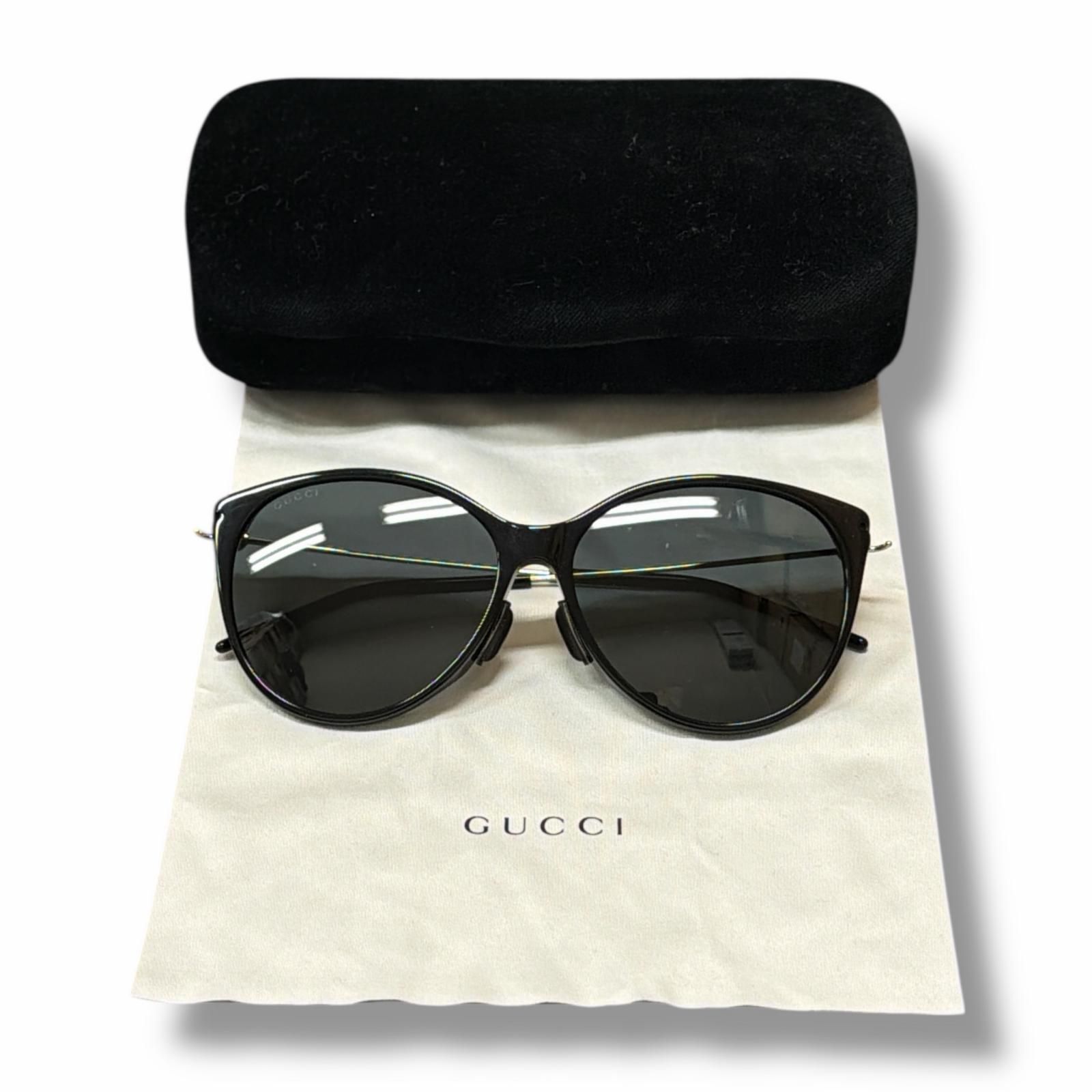 GUCCI Cat-Eye Sunglasses キャットアイシェイプサングラス メガネ グッチ GG1268SA-001 ブラック O/S 58▢15-145 （8853M） GUCCI Cat-Eye Sunglasses キャットアイシェイプサングラス メガネ