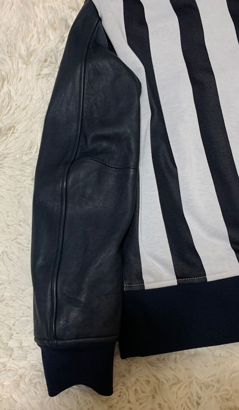 FRED PERRY 羊革 ストライプ スタジャン レザー 切り替え ボンバー 