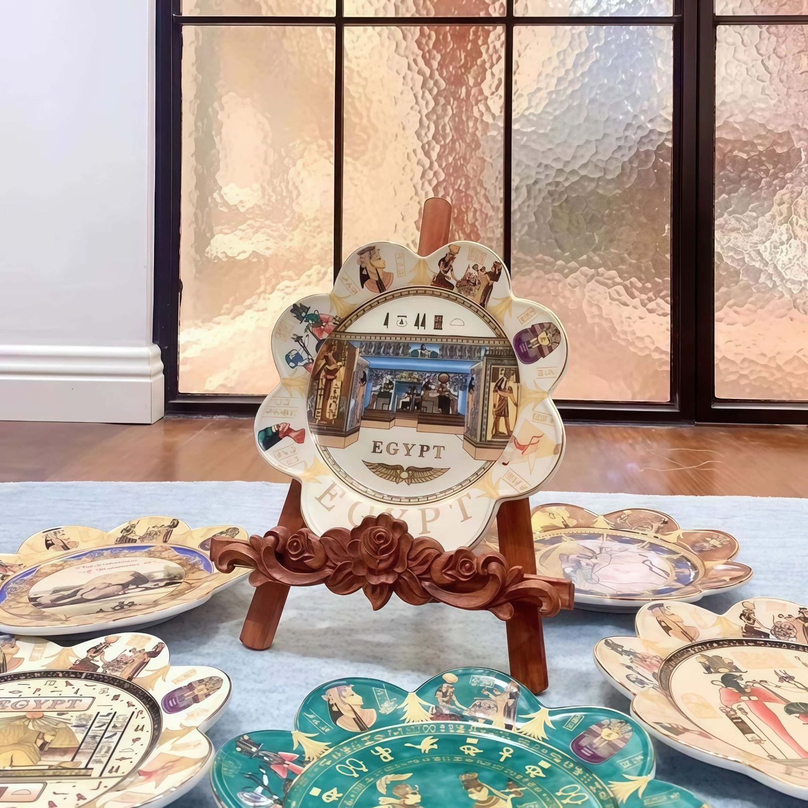 S9A13 【エジプト】 90年代 ヴィンテージ 装飾プレート 皿 フック付き