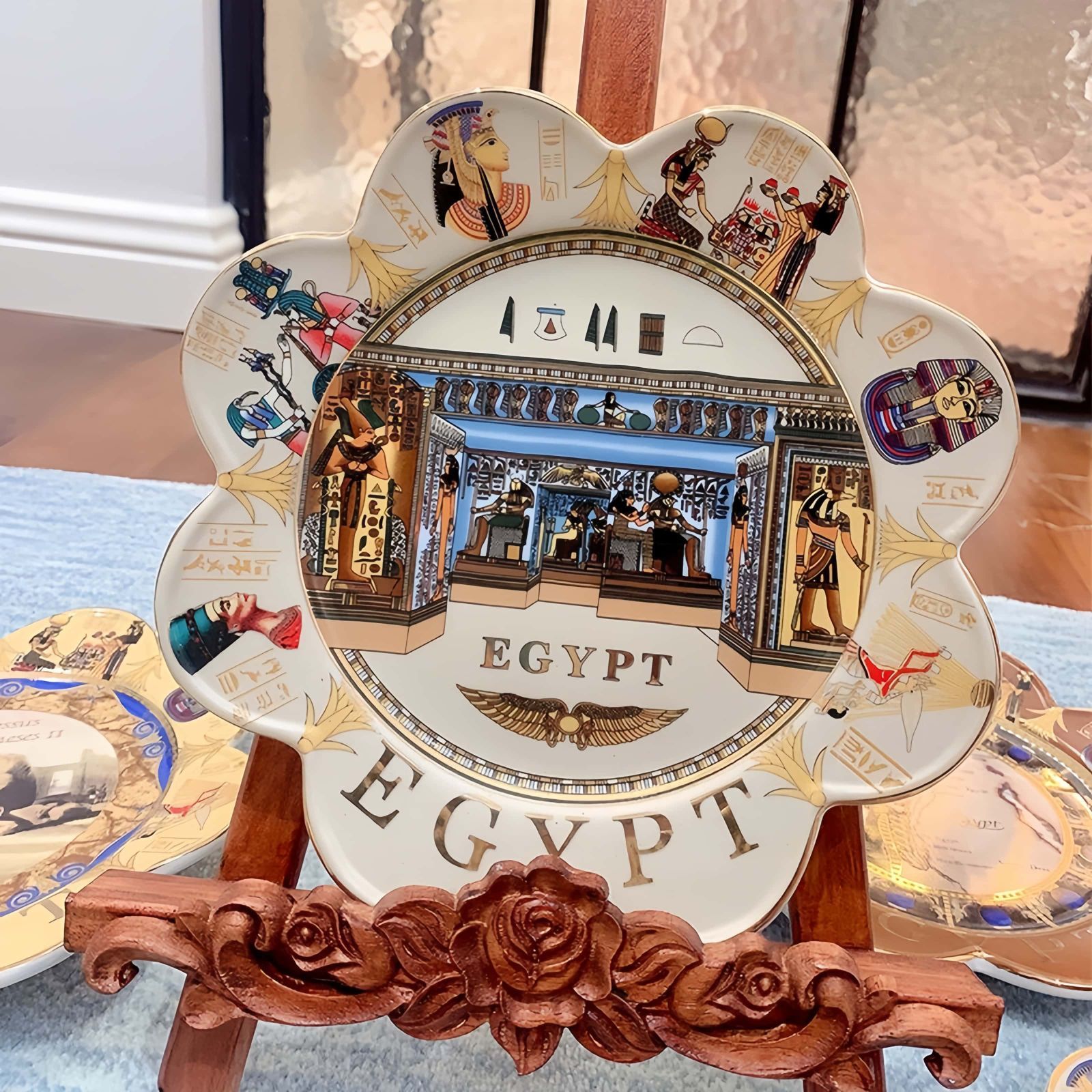 S9A13 【エジプト】 90年代 ヴィンテージ 装飾プレート 皿 フック付き