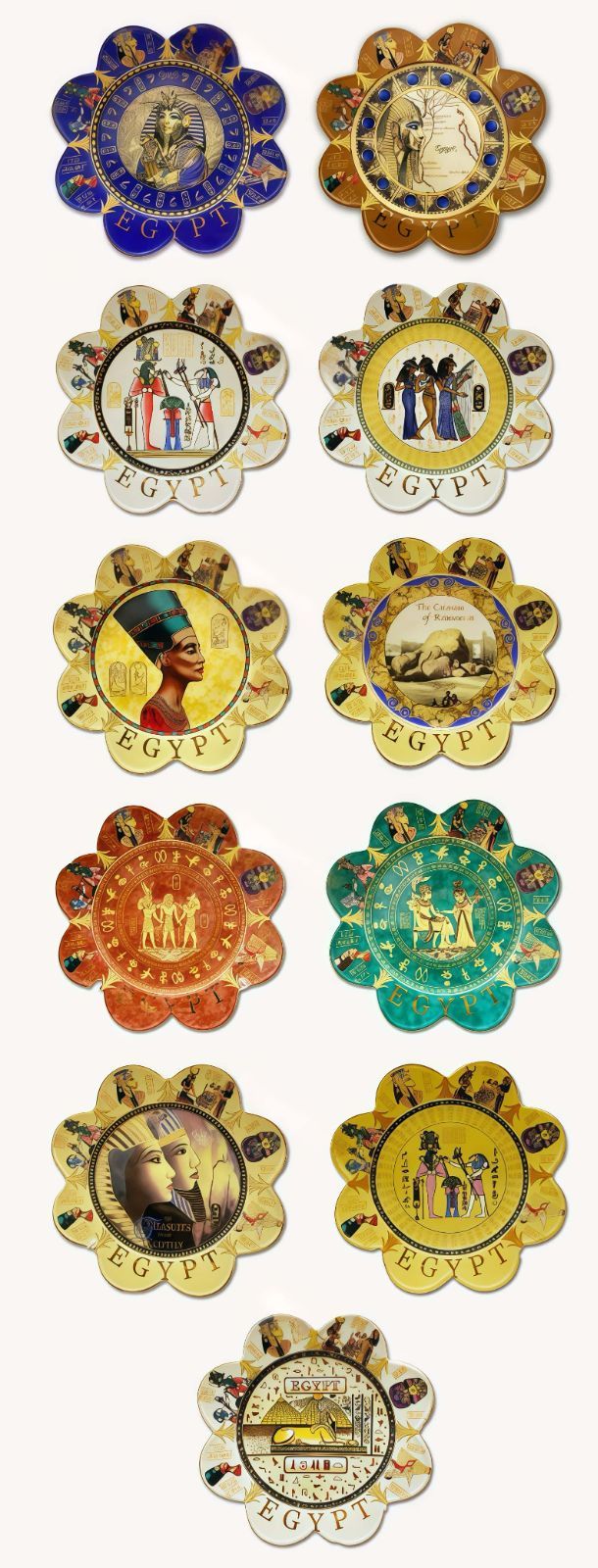 S9A06 【エジプト】 90年代 ヴィンテージ 装飾プレート 皿 フック付き