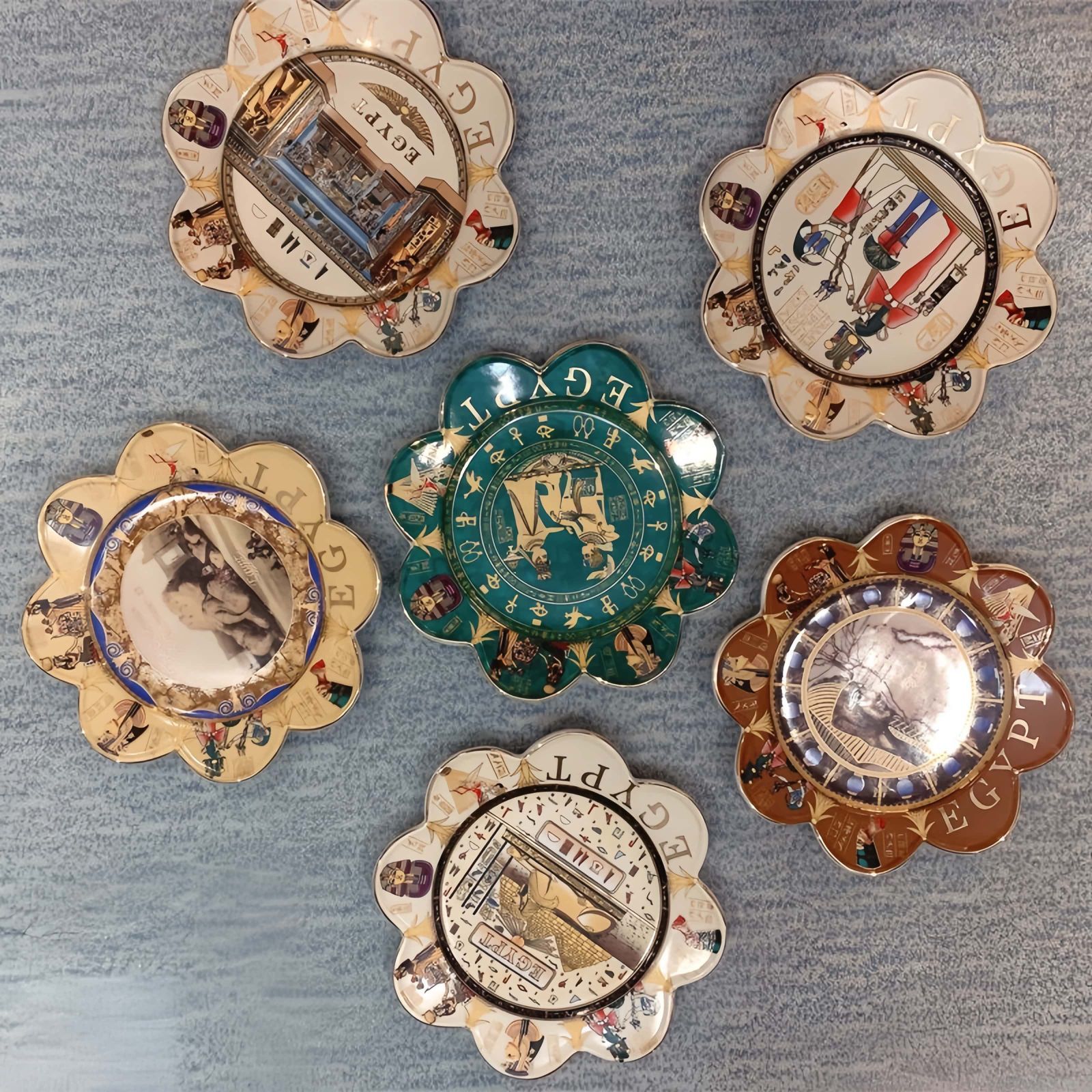 S9A06 【エジプト】 90年代 ヴィンテージ 装飾プレート 皿 フック付き