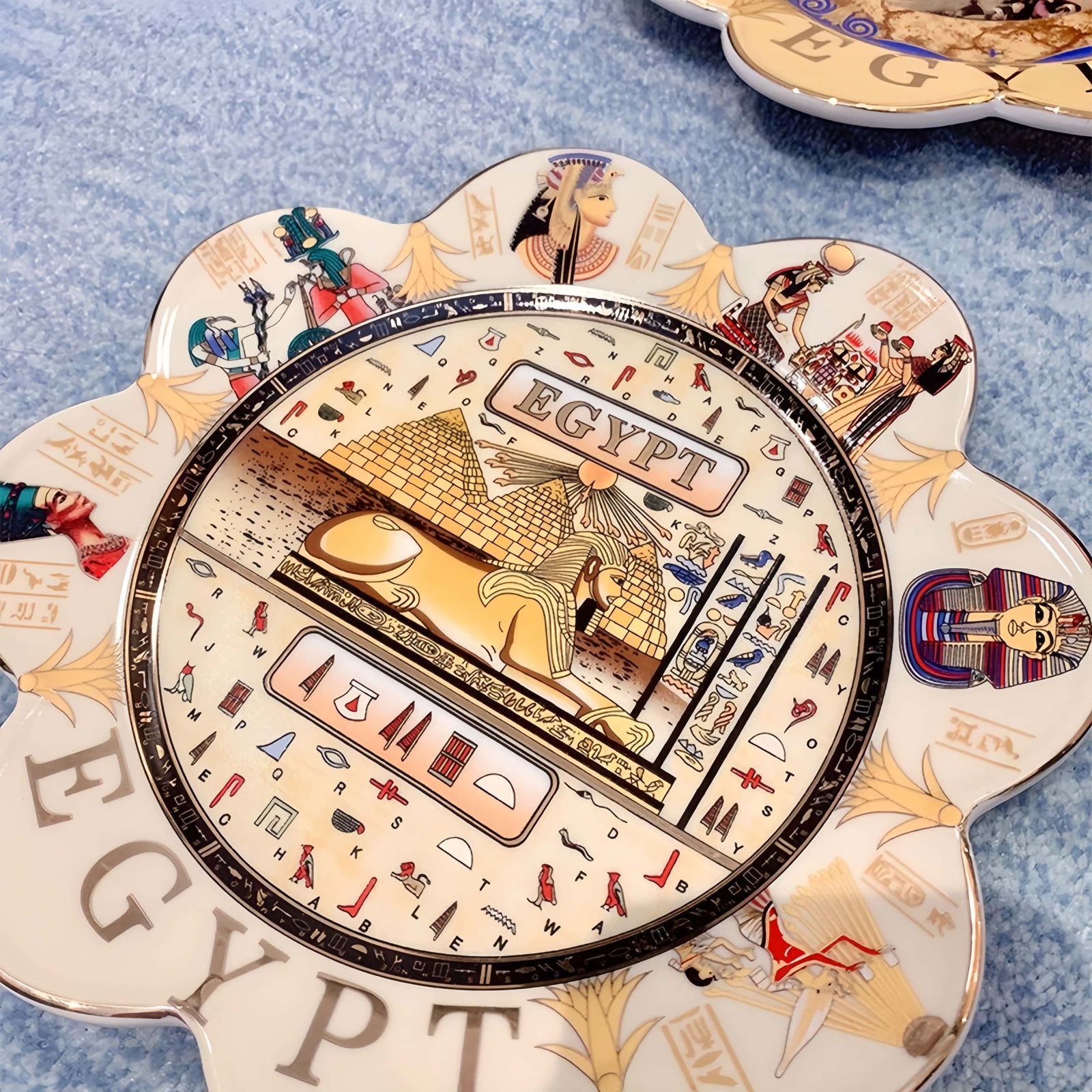 S9A15 【エジプト】 90年代 ヴィンテージ 装飾プレート 皿 フック付き