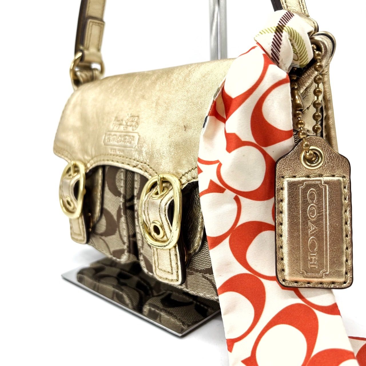 良品】 coach y2k signature canvas shoulderbag pochette belt ladies 