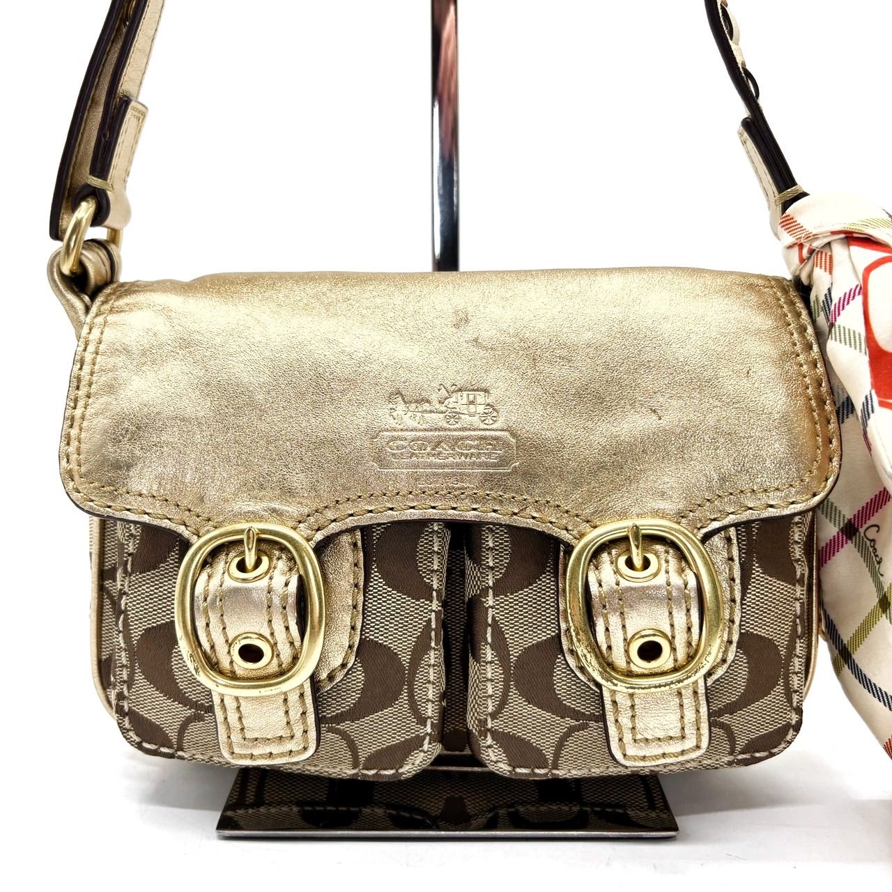 良品】 coach y2k signature canvas shoulderbag pochette belt ladies 