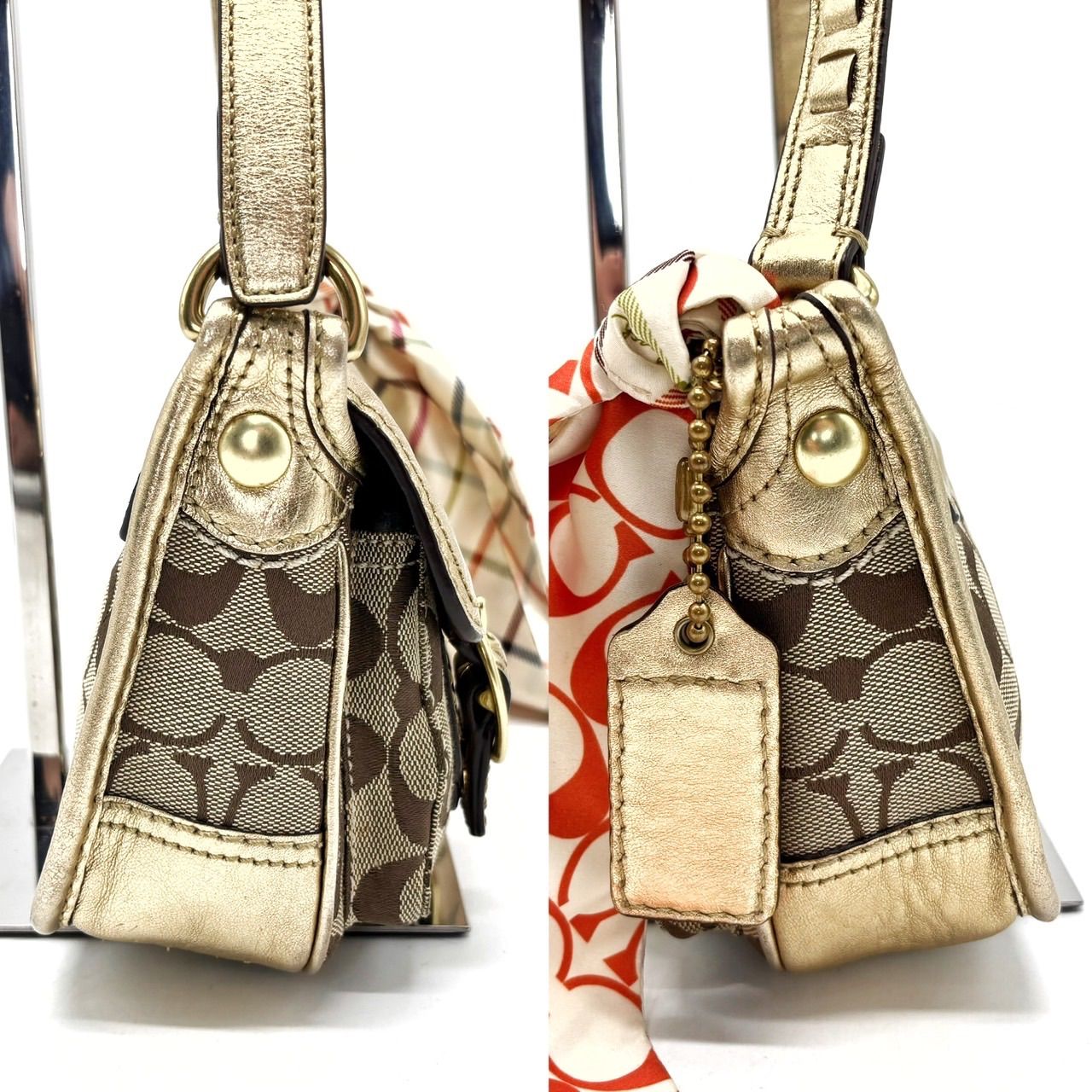 良品】 coach y2k signature canvas shoulderbag pochette belt ladies 