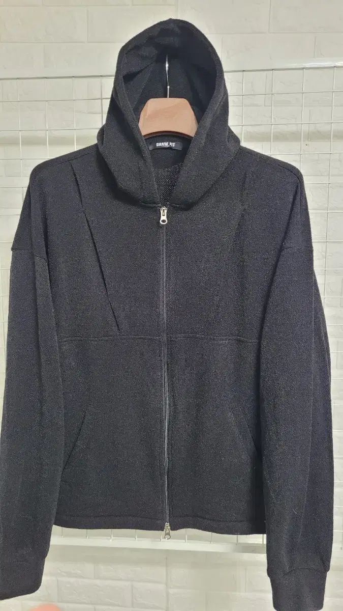 105 DRAW FIT ドローフィット ワンタック ツーウェイ ジッパー シャーリング ニット フーディー ジップアップ ジャケット XL