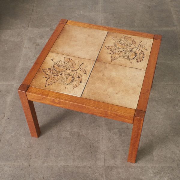 デンマーク ヴィンテージ タイルトップ コーヒーテーブル チーク ロー