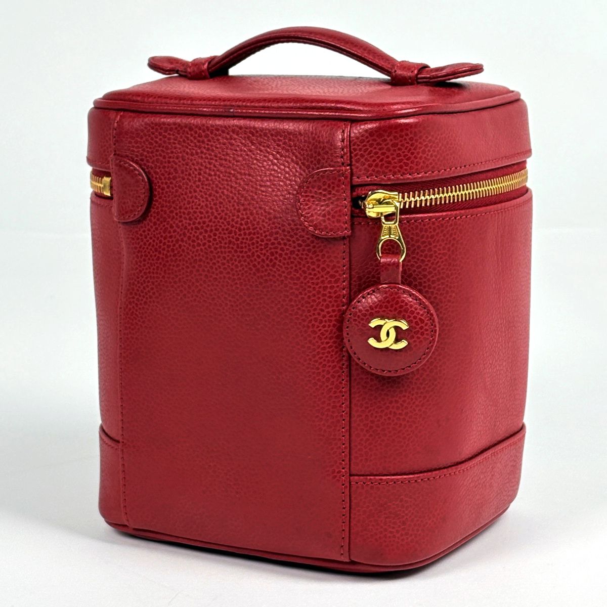 シャネル CHANEL バニティバッグ ポーチ キャビアスキン レッド 赤