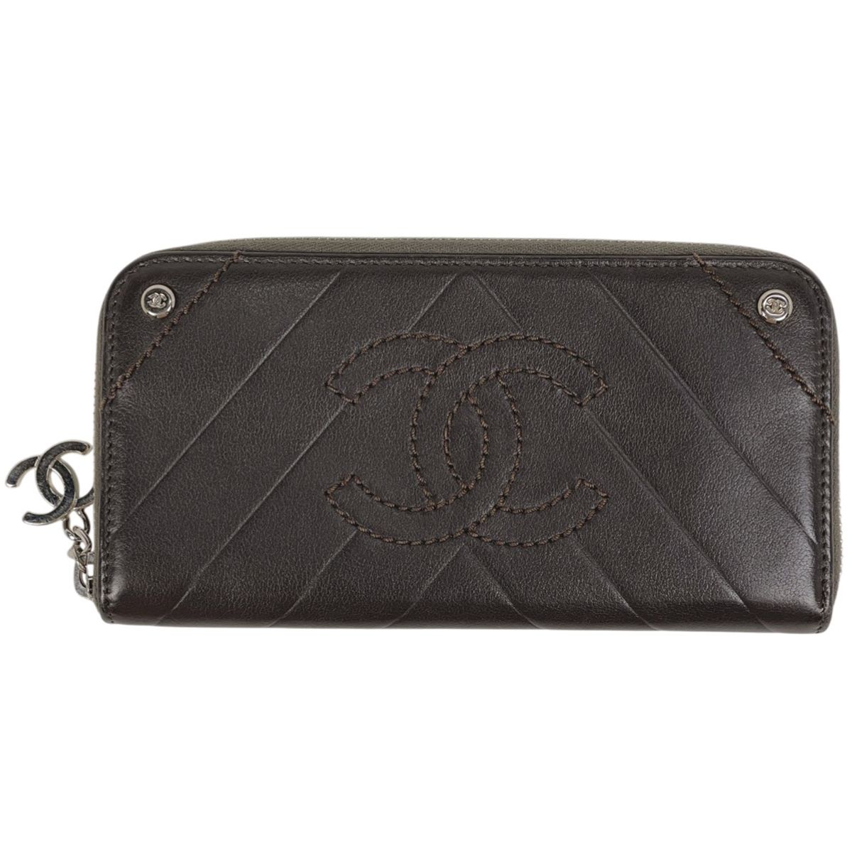シャネル CHANEL Vステッチ ラウンドファスナー 長財布 ココマーク 