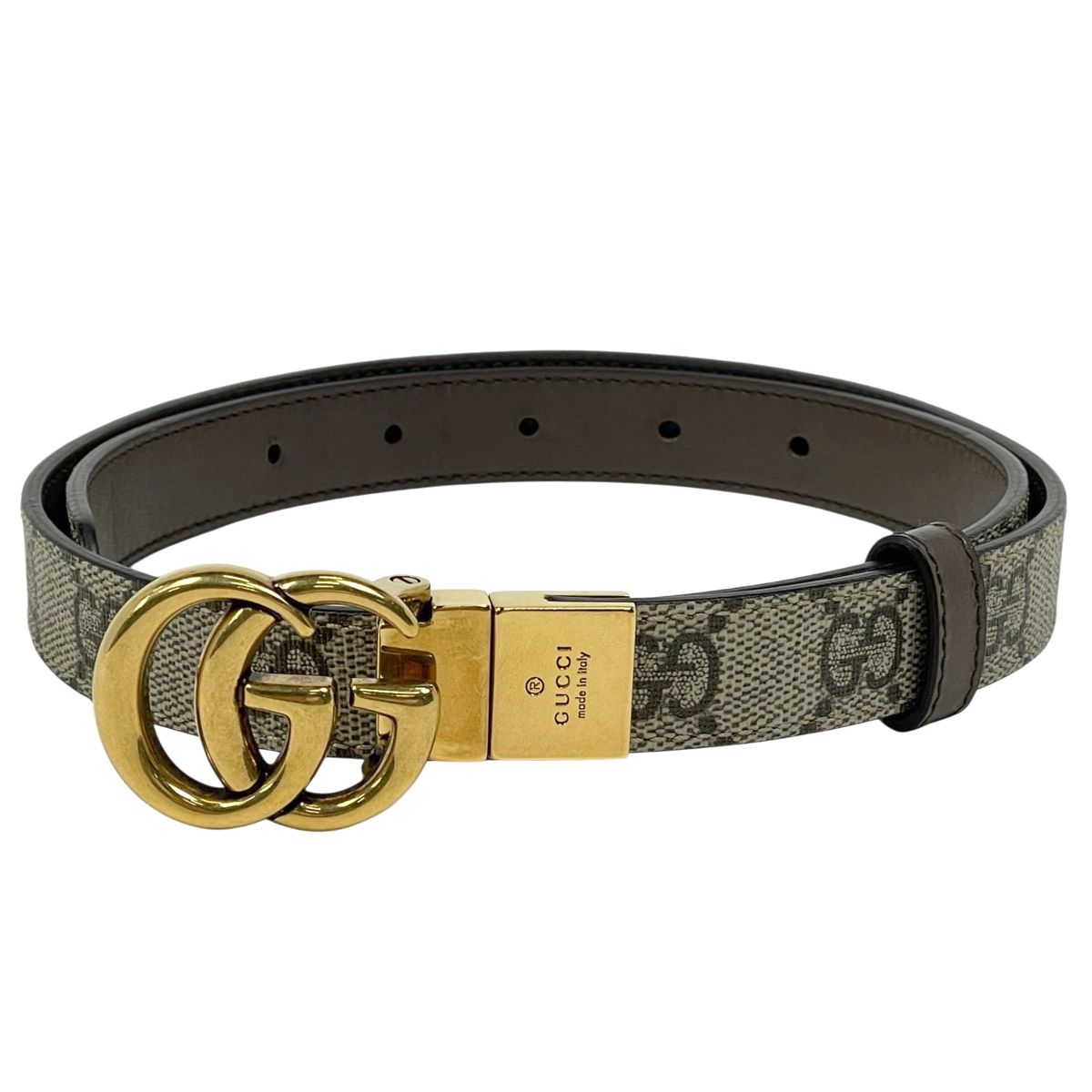 グッチ GUCCI GGマーモント リバーシブル スリムベルト GG柄 ダブルG 