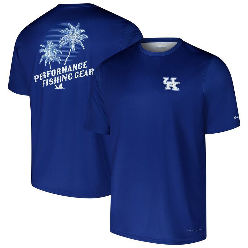 コロンビア メンズ トップス Tシャツ Mens Columbia Royal Kentucky Wildcats PFG Terminal Tackle OmniShade TShirt Ken Blue ブルー