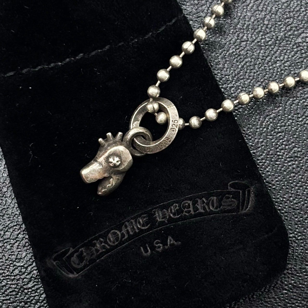 良品】 CHROM HEARTS クロムハーツ ディノ ヘッド ネックレス シルバー