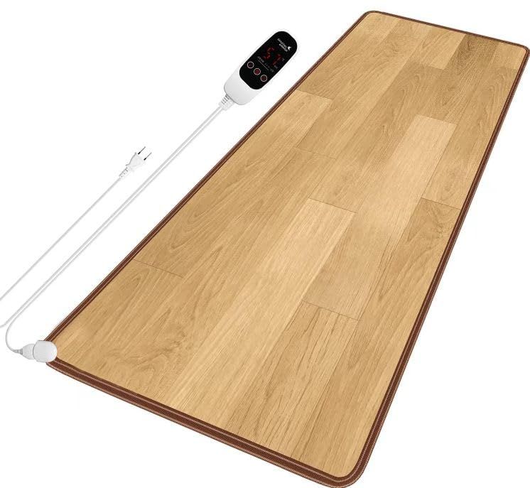 迅速に発送 ホットカーペット 防水マット ホットキッチンマット 温度調整可 足元ヒーター 55*150cm 暖房 寒さ対策 電気カーペット省エネ ブラウン ホットパッド 電源コード 左上 ea1dd030