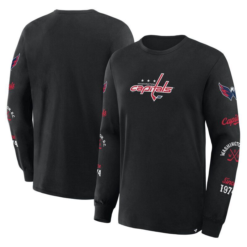 ファナティクス メンズ トップス Tシャツ キャップ Mens Fanatics Black Washington Capitals Boxed In Legacy Long Sleeve TShirt Cap Black ブラック