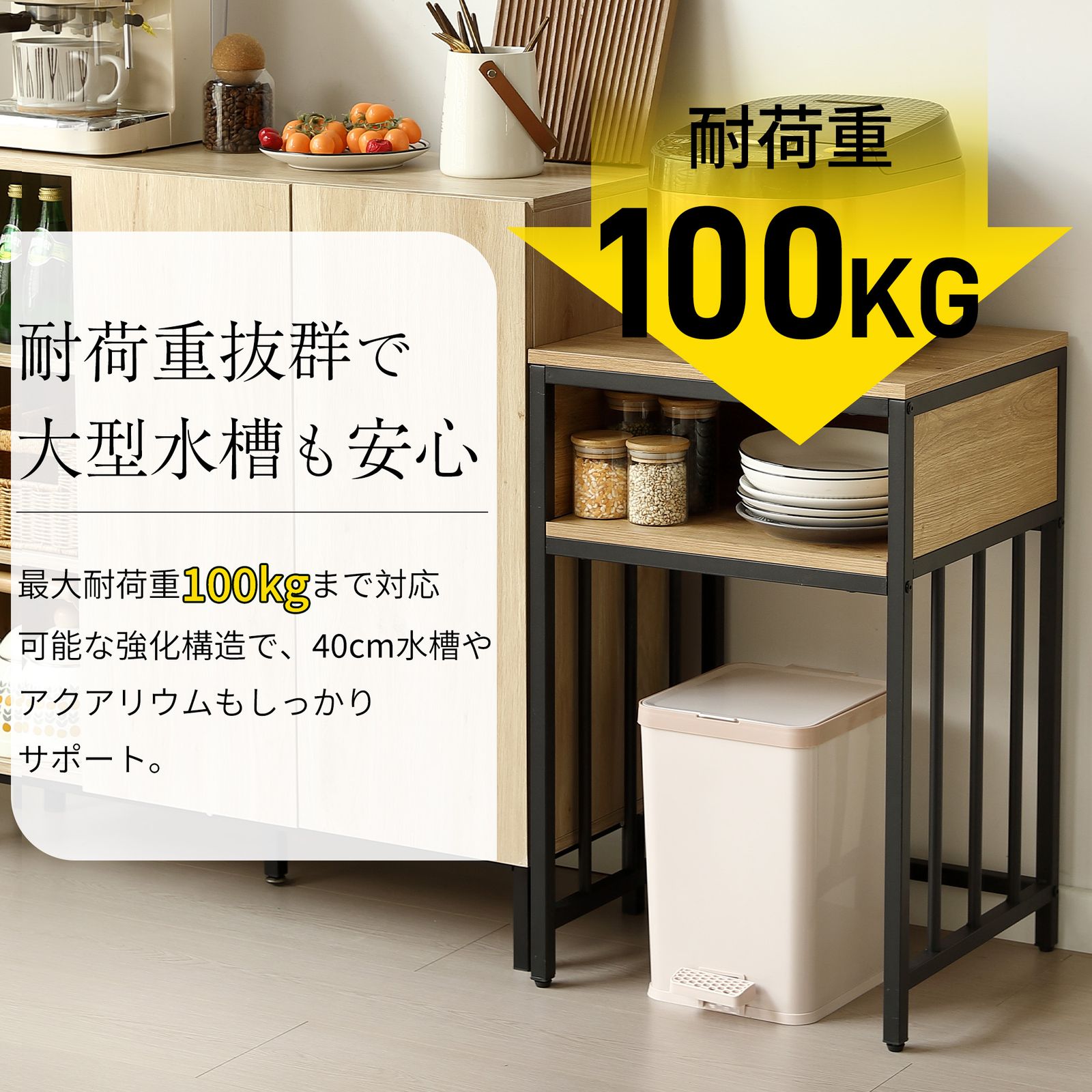 水槽台 水槽スタンド 45cm*40cm 耐荷重100kg 収納棚 二段 幅45cm