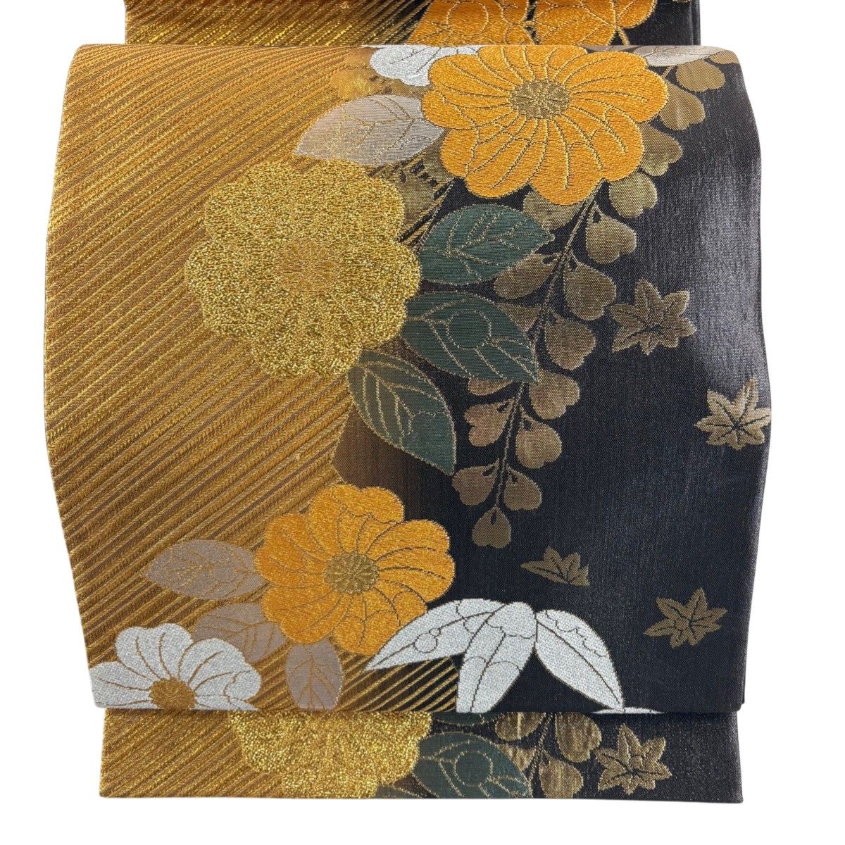 袋帯 秀品 六通 草花 美品 金糸 箔 正絹 中古 正絹｜中古・古着 金色 