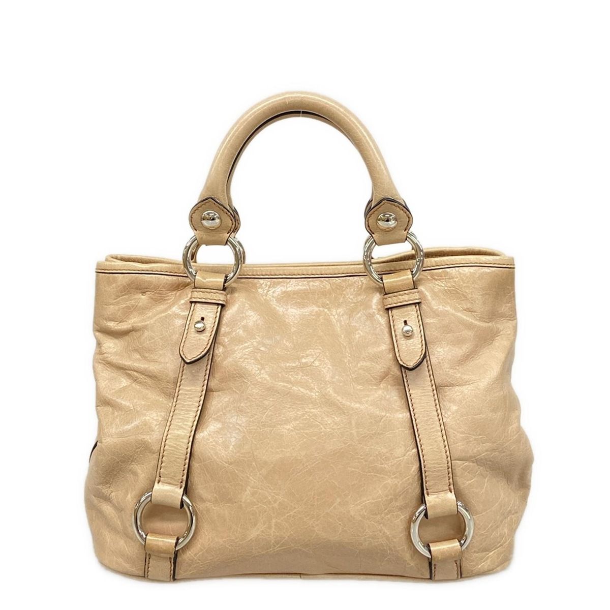 ミュウミュウ トートバッグ ベージュ レザー miumiu