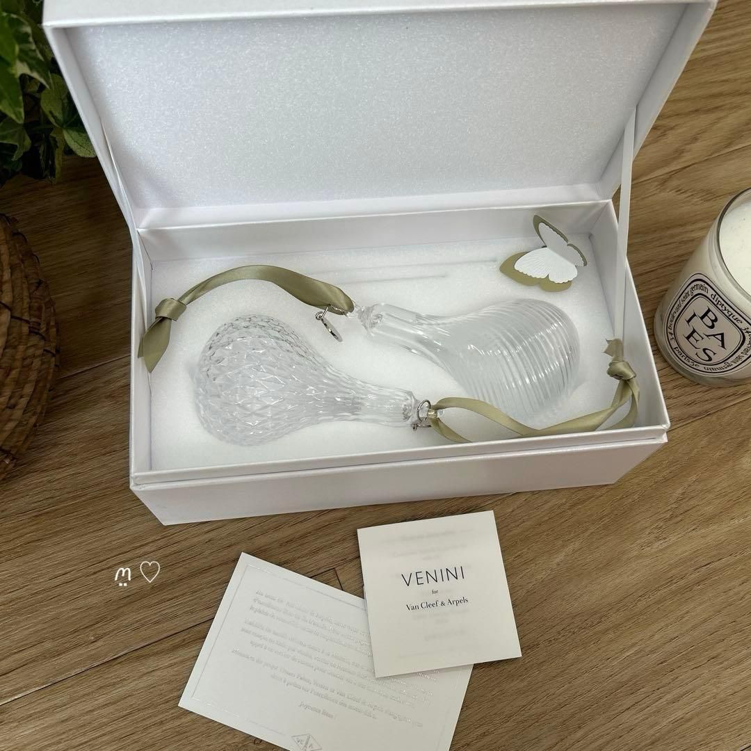 ヴァンクリーフ&アーペル ノベルティVENINIガラス製オーナメント2個組
