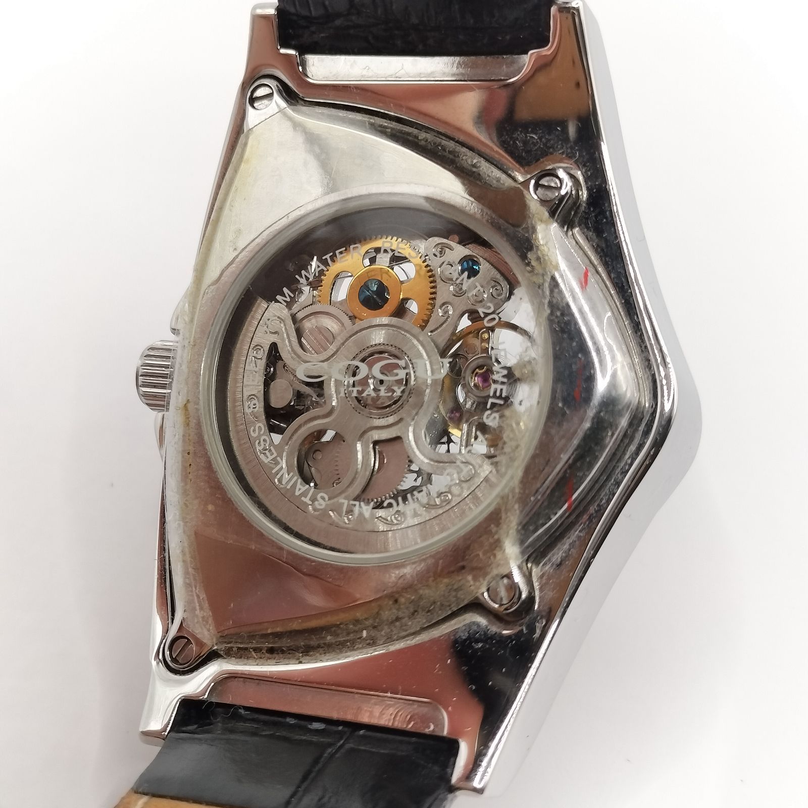 美品】COGU ITALY 自動巻き スケルトン オープンハートトライアングル