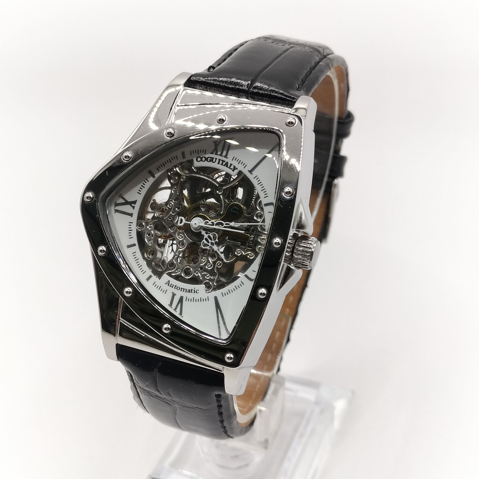 美品】COGU ITALY 自動巻き スケルトン オープンハートトライアングル