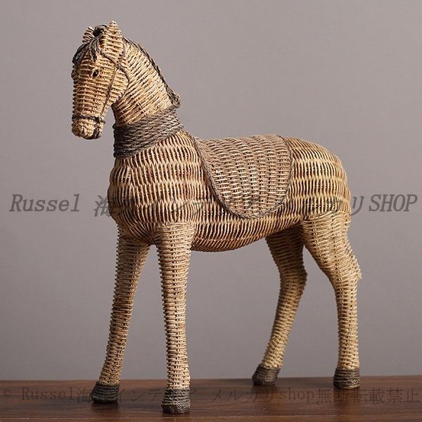 オブジェ 馬 ナチュラル ラタン製 おしゃれ かわいい インテリア 置物 オーナメント 雑貨 ディスプレイ アート 装飾 動物 アニマル 和モダン 東洋的 アジアン テイスト