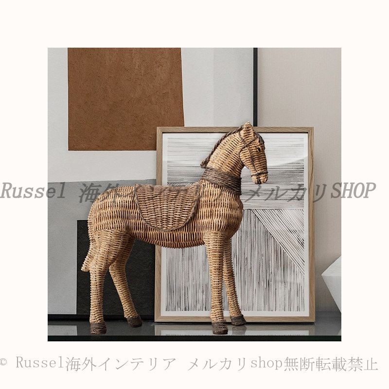  オブジェ 馬 ナチュラル ラタン製 おしゃれ かわいい インテリア 置物 オーナメント 雑貨 ディスプレイ アート 装飾 動物 アニマル 和モダン 東洋的 アジアン テイスト アクセサリースタンド 置物 インテリア小物