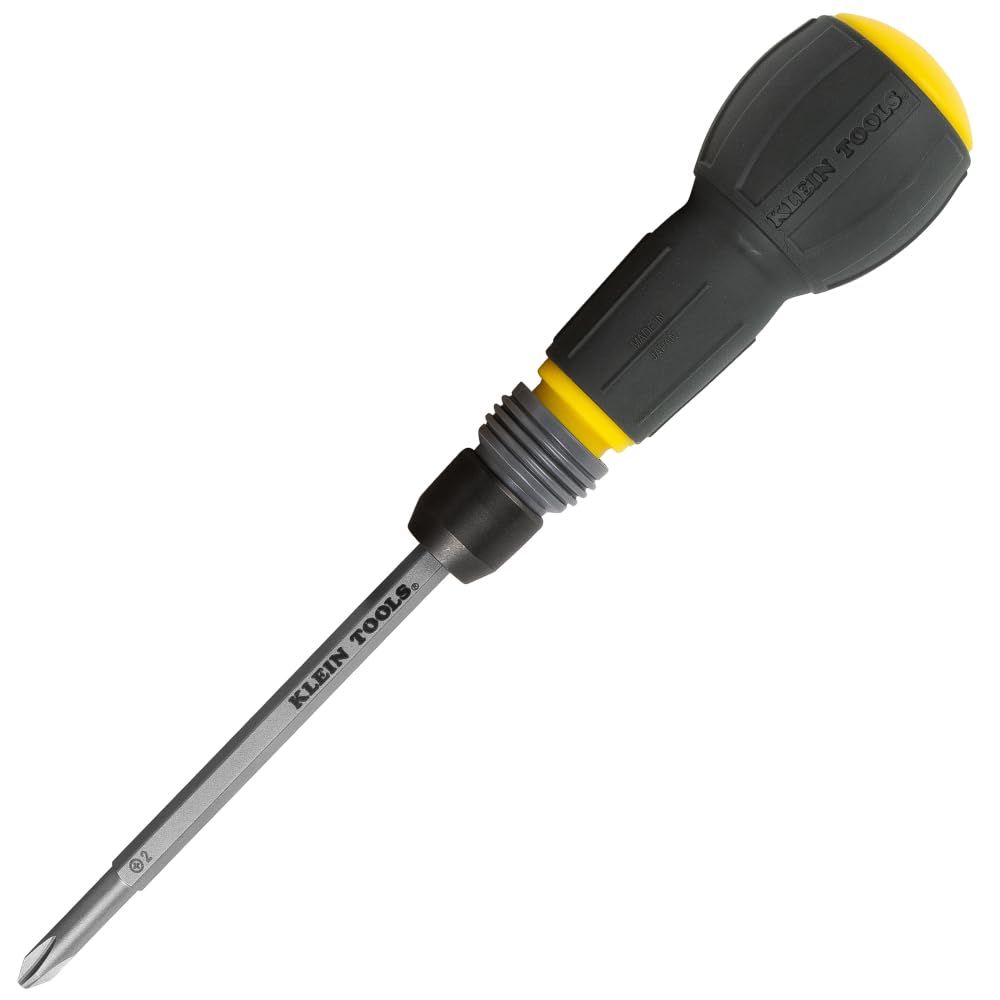 Klein Tools 32960A Fastbit Tru-Gripドライバー ボールスタイルハンドル クイックリリースカラー付き #2 フィリップス 6mmスロットダブルエンドビット 1/4インチビット対応