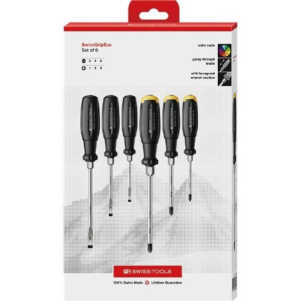 PB SWISS TOOLS ピービースイスツールズ 6本組 スイスグリップEVO 貫通ドライバーセット（BOX） 38249.DCBB