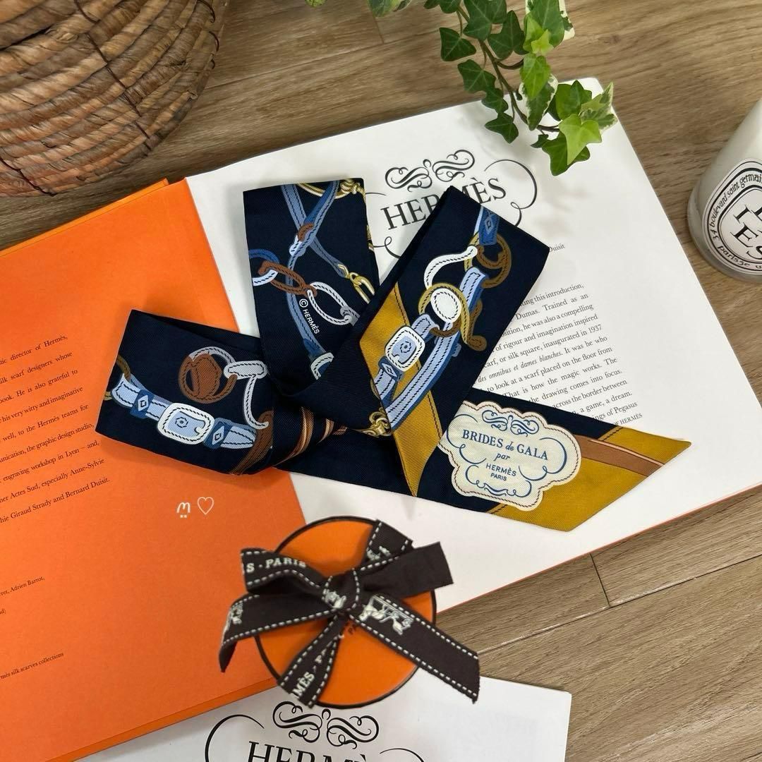 HERMES エルメス ツイリー ブリッドドゥガラアップリケピケ シルク