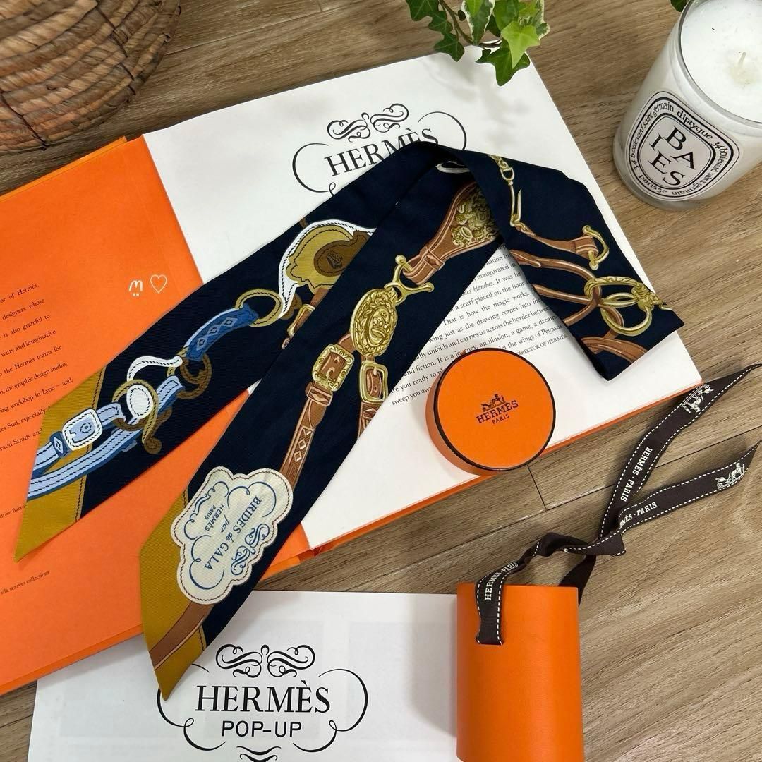 HERMES エルメス ツイリー ブリッドドゥガラアップリケピケ シルク
