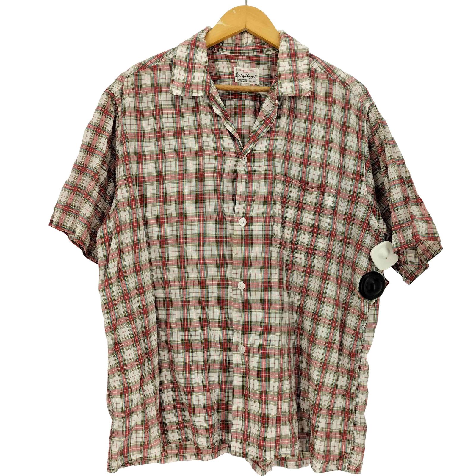 ユーズドフルギ USED古着 mac taqqant 60s タータンチェック オープンカラー 半袖シャツ メンズ import：L 