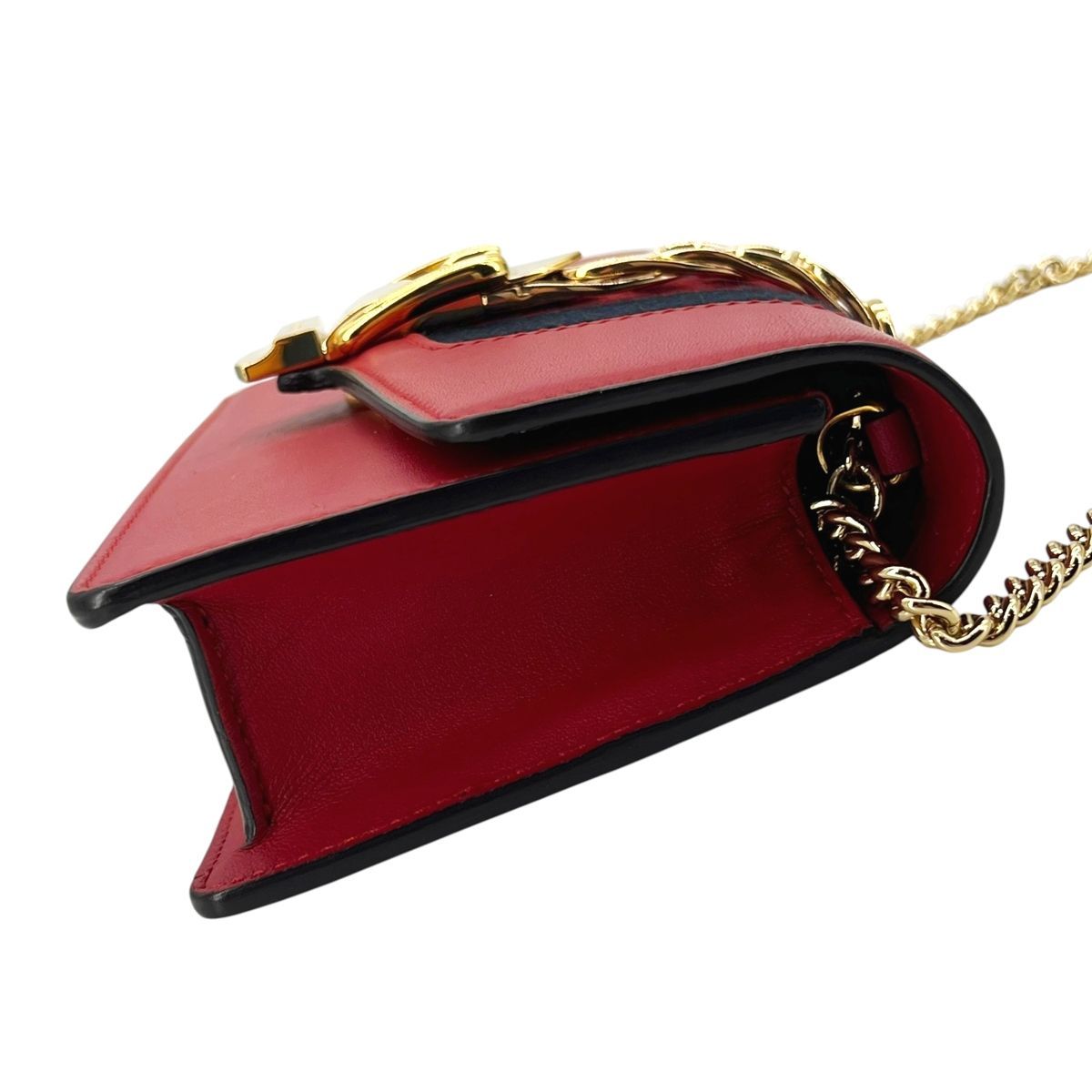 【中古】 GUCCI グッチ  シルヴィ スーパーミニチェーンバッグ キーフック付き  レザー 494646 レッド 赤 チェーンバッグ 25011351 HO 中古】 GUCCI グッチ シルヴィ スーパーミニチェーンバッグ キーフック