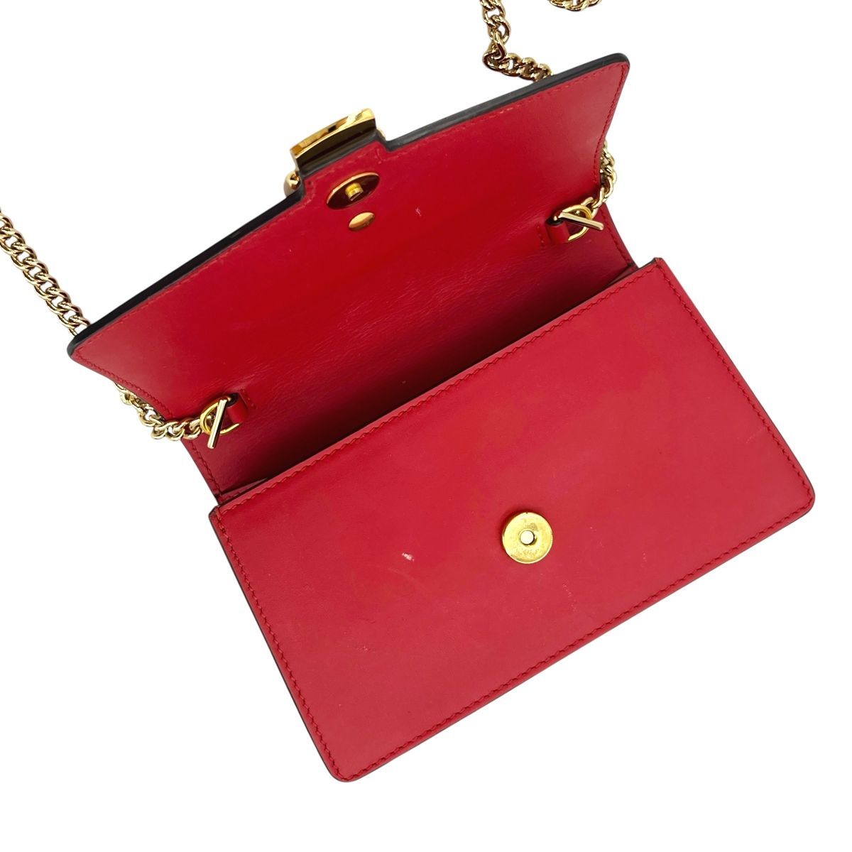 【中古】 GUCCI グッチ  シルヴィ スーパーミニチェーンバッグ キーフック付き  レザー 494646 レッド 赤 チェーンバッグ 25011351 HO 中古】 GUCCI グッチ シルヴィ スーパーミニチェーンバッグ キーフック