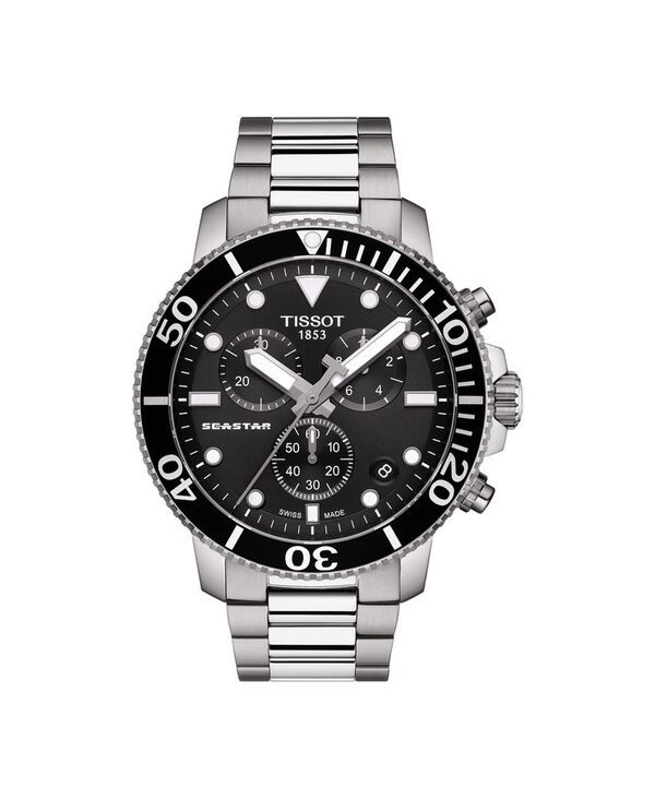 ティソット メンズ アクセサリー 腕時計 Tシャツ Tissot Mens Swiss Chronograph Seastar 1000 Stainless Steel Bracelet Diver Watch 455mm No Color