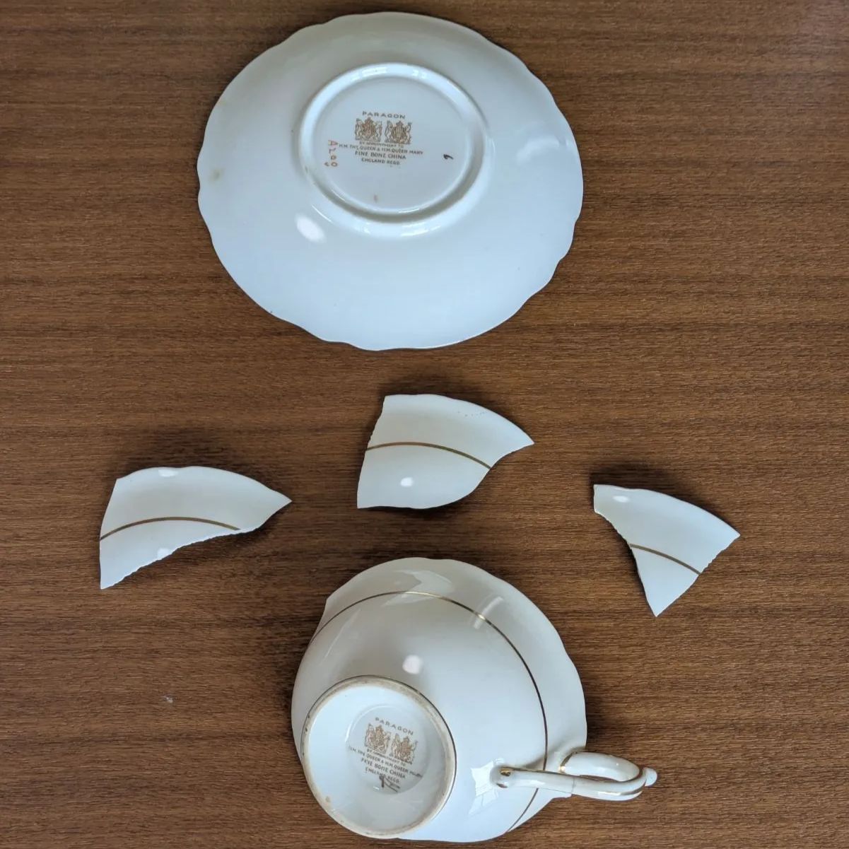 訳あり 金継ぎ用 パラゴン カップ＆ソーサー コバルト ピンクローズ