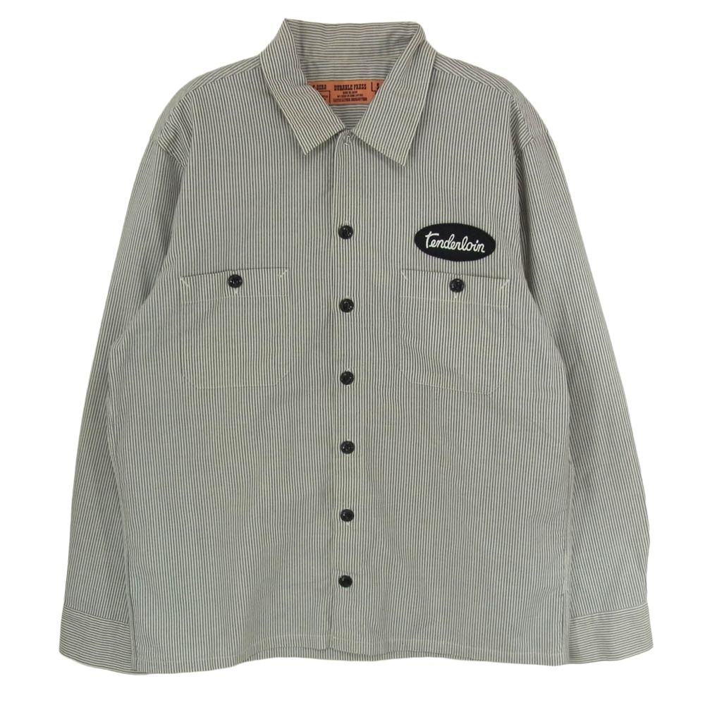 TENDERLOIN テンダーロイン T-WORK SHT STRIPE 長袖 ストライプ ワーク シャツ ブラック系 M