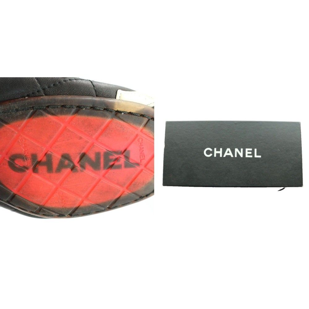 シャネル CHANEL カンボンラインフラットシューズ 黒 ブラック /SS