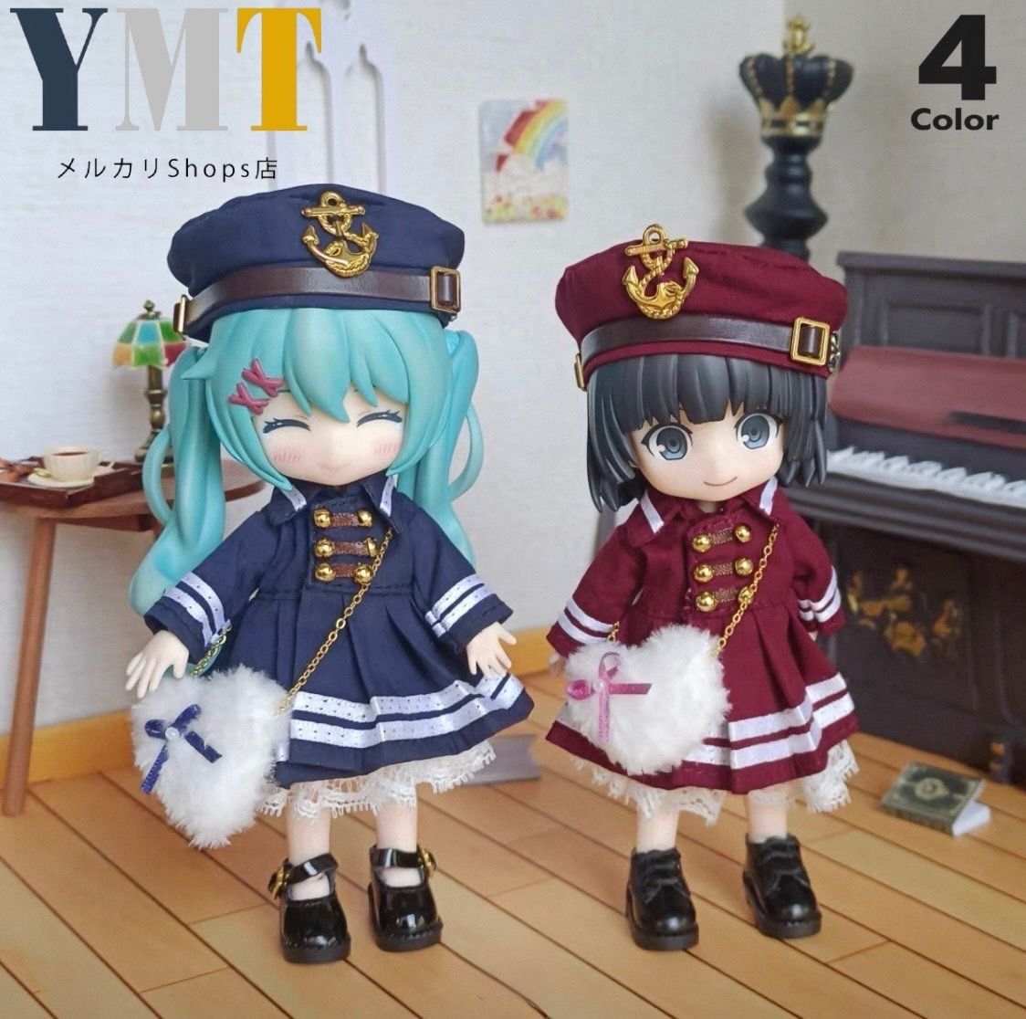 オビツ11 ドール服 マリン風ワンピース4点セット撮影小物 ぬい撮り