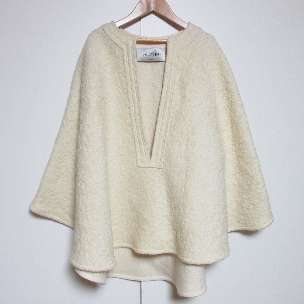 美品 VALENTINO ヴァレンティノ ウールカフタンネックライン ケープ