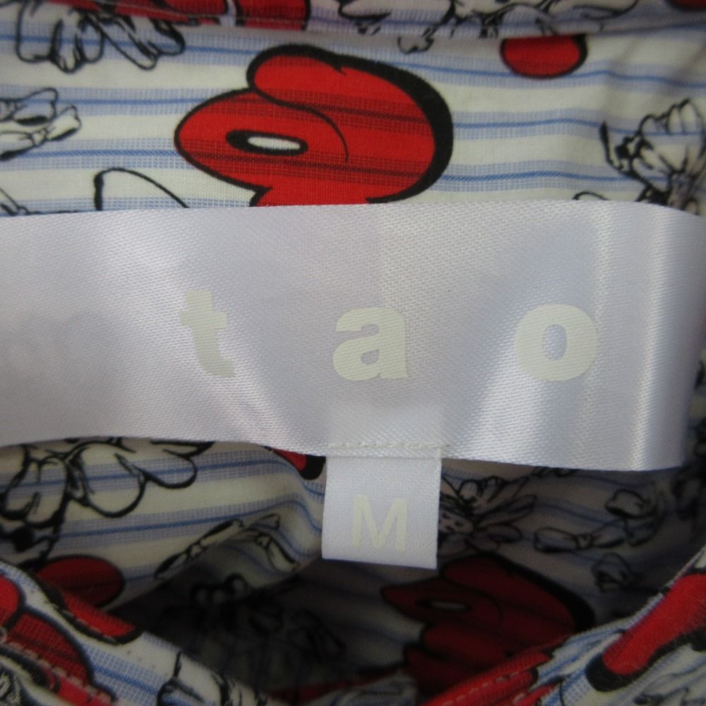 美品 23SS tao COMME des GARCONS タオ コムデギャルソン SHUN SUDOコラボ プリント シャツブラウス TK-B019 M ライトブルー ホワイト レディース 古着 中古 USED 美品 23SS tao COMME des GARCONS タオ コムデギャルソン SHUN SUDO
