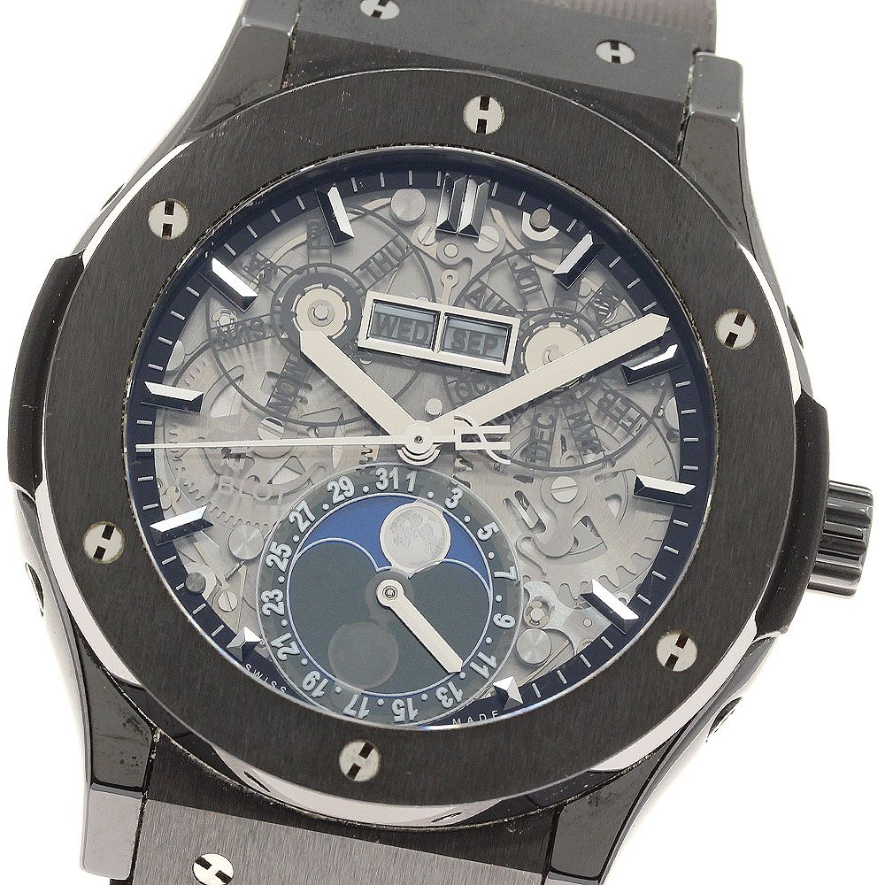 ウブロ HUBLOT 517.CX.0170.LR クラシックフュージョン アエロフュージョン ムーンフェイズ 自動巻き メンズ 美品 保証書付き_942327 ウブロ HUBLOT 517.CX.0170.LR クラシックフュージョン アエロ