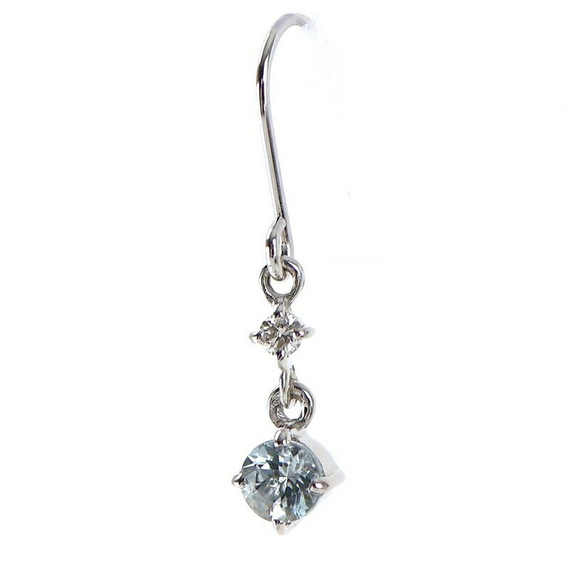 4℃ ピアス アクアマリン ダイヤモンド 14k 14金 ホワイトゴールド