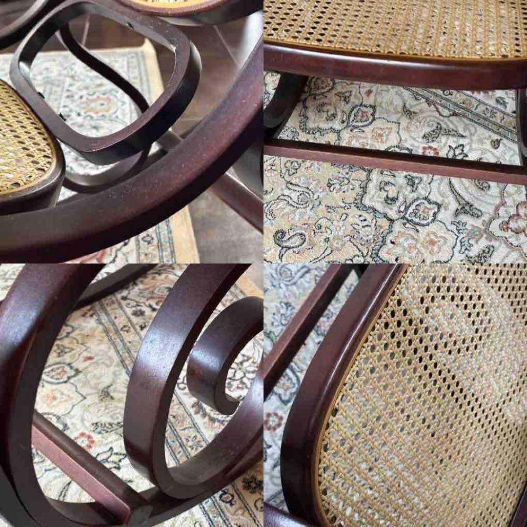 希少 ラタン ロッキングチェア 背もたれ カゴメ編み ヴィンテージ SG