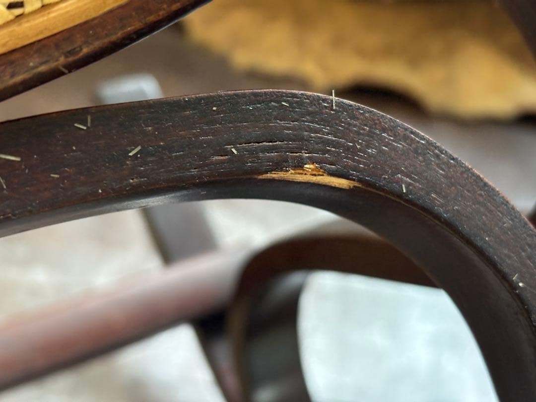 希少 ラタン ロッキングチェア 背もたれ カゴメ編み ヴィンテージ SG